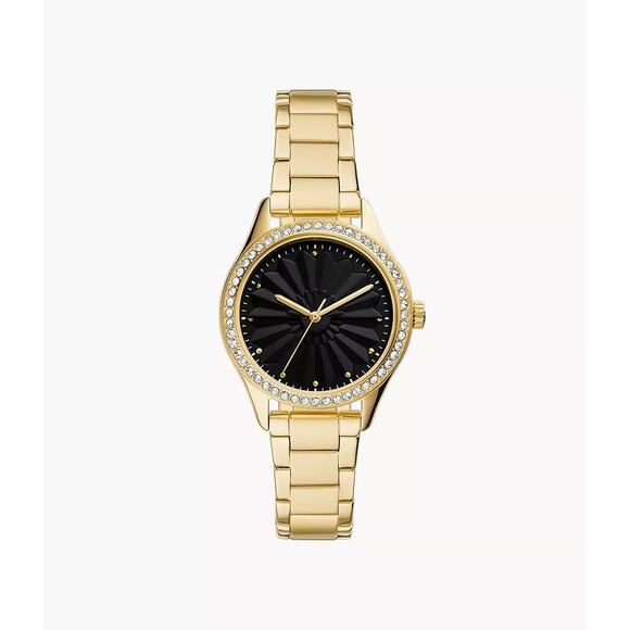 NWT Fossil BQ3759 Rye Three-Hand Gold-Tone Stainless Steel Watch - Picture 1 of 6
